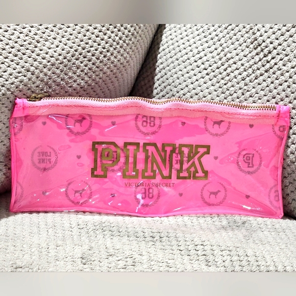 Vintage Victoria's Secret VS PINK Monogram Pencil pouch makeup bag case - Picture 2 of 2